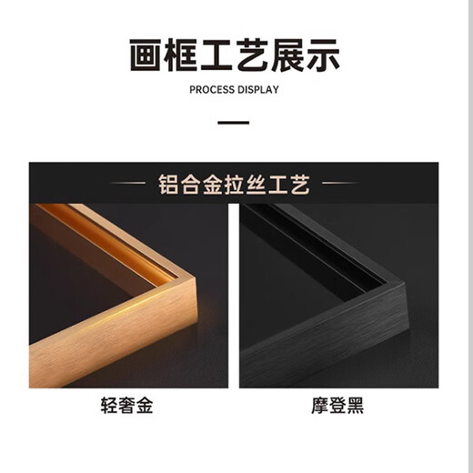 Modern minimalist sofa background wall decoration painting 2025 new living room hanging painting black and white abstract restaurant entrance mural Qingqing Zijin fine carving (85*30)+40*40*2+green plants aluminum alloy modern black frame