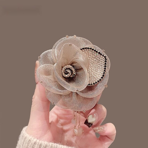 QUAMER Fashion Temperament Camellia Brooch Japanese and Korean Ladies Model Silk Corsage Sweater Light Luxurious Corsage