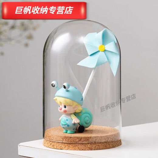 
Cork immortal flower glass cover rose ornament blind box dustproof dry flower glass cover display box cylindrical 1517cm cork base
