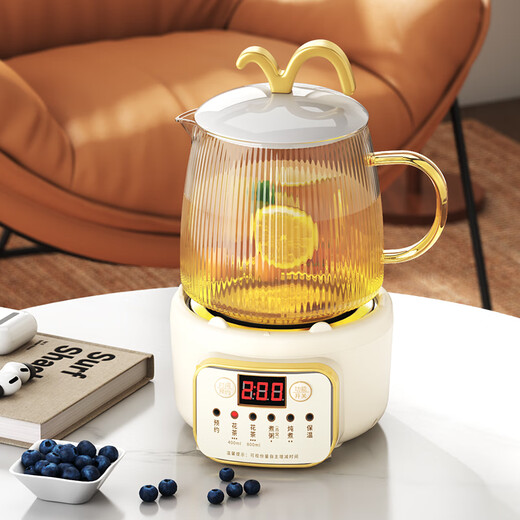 Multifunctional all-glass flower tea health pot office small one-person mini stew pot all-in-one fully automatic household tea boiler 2024 new health cup mini kettle intelligent quick cooking 650ml (automatic heat preservation)