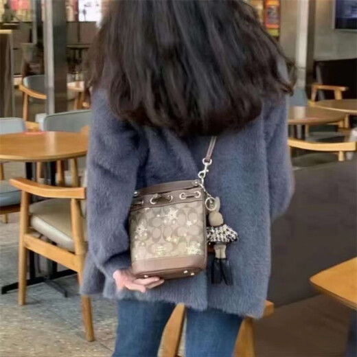 CoaCH (COACH) women's bag dempsey printed drawstring mini bucket bag single shoulder crossbody bag snowflake printed CN679-IMWD9 size approximately 17*15*10cm