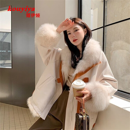 Koia Fur Jacket Women's 2025 Winter New Thick Imitation Fox Fur Splicing Young Fashionable Outer Wear High-end Party Jacket White S Recommended 80-105Jin Jin is equal to 0.5kg Koia Fur Jacket Women's 2025 Winter New Thick Imitation Fox Fur Splicing Young Fashionable Outer Wear High-end Party Jacket White S Recommended 80-105Jin Jin is equal to 0.5kg