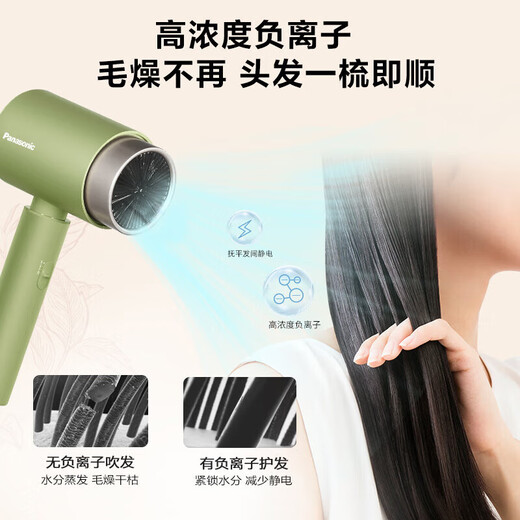 Panasonic household hair dryer high-power high-speed high-wind constant temperature quick-drying portable dormitory household negative ion hair dryer girl gift EH-WNE5H powder