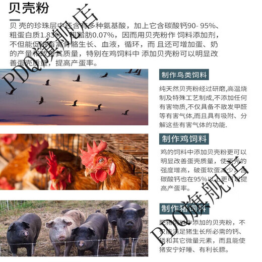 Plain honey shell powder feed livestock and poultry high calcium oyster powder chicken, duck, goose, pigeon, quail, calcium supplement feed premix additive 50Jin Jin equals 0.5kg shell powder (large particles)