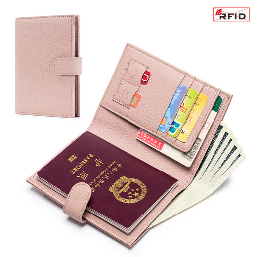 
VANLEMN Denmark Anti-theft Scanning Study Abroad Travel Passport Bag Card Bag Multi-function Storage Certificate Bag Passport Clip Women's Wallet Light Gray