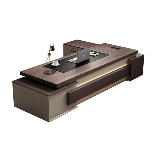 OUDITU boss desk and chair combination manager desk president desk supervisor desk simple modern office furniture executive desk set 3.4 meters double side cabinet + boss chair + 8 door bookcase