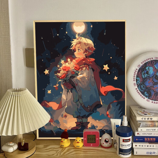糜岚小王子和玫瑰数字油画diy填充色手工绘画画卡通丙烯油彩画装饰画 qx14380 60*80cm加厚实木内框+精美外框(