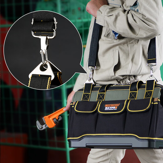 Yizhili Hardware Electrician Tool Bag New Wear-Resistant Canvas Bag Large Thickened Multifunctional Woodworking Repair Portable Small Tool Bag Classic 20 Inch + Parts Box