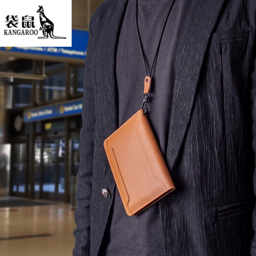 Kangaroo Europäische und amerikanische Kauflattenpassklamme Bord des echten Lederpassports Schutzhülle Geschäftszertifikat Brieftasche Snap Black Snap Schwarz