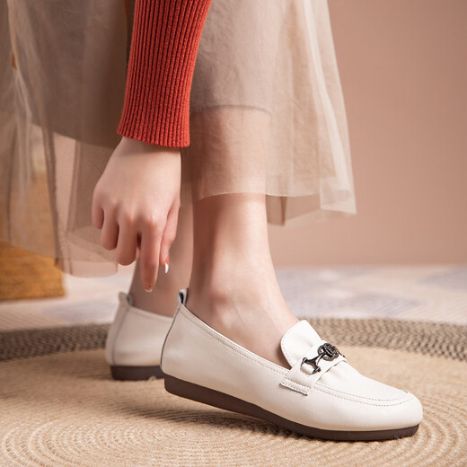 
Kanglibi genuine leather soft sole mother shoes single shoes middle-aged and old comfortable and not tired leather shoes middle-aged and old young and non-slip women's shoes spring and autumn style 672 single shoes off white purchase order early delivery 39