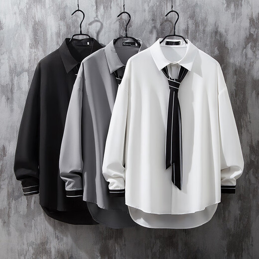 Fanqi Teenager High School -Schüler Kleidanzug 2023 Herbst- und Winterstil Casual Herrenanzug College -Stil JK Jacke [3 Stück] Schwarzer Anzug + weißes Hemd + schwarze Hosen m
