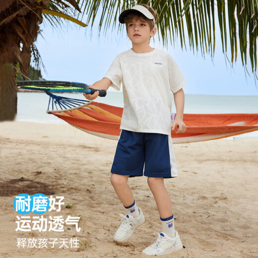 ASK JUNIOR儿童运动套装25夏季薄款男童短袖女童t恤短裤速干跑步 白色【JE2MHS13918M】 160