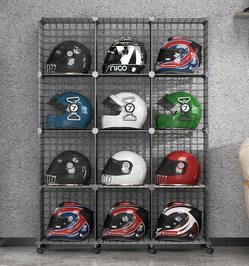 Thornton Helmet Rack Removable Display Rack Cycling Equipment Storage Rack Iron Helmet Storage Rack Black 2 Columns 3 Layers/With Pulleys 30*30*30