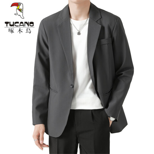 
Woodpecker (TUCANO) casual suit men's blazer men's 2025 new spring and autumn loose simple large size jacket jacket dark gray XL