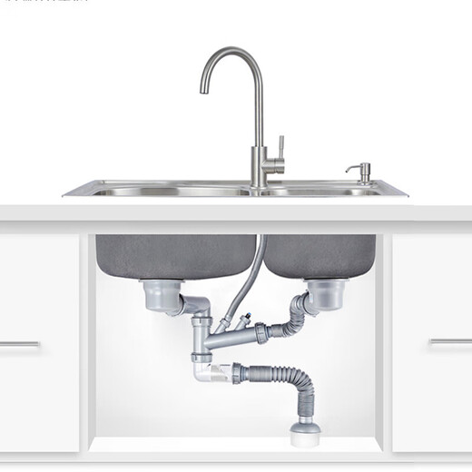 Submarine CSQ-12D double tank washing basin sewer pipe carrying basket 110 sewer pipe set side drainage against the wall to save space