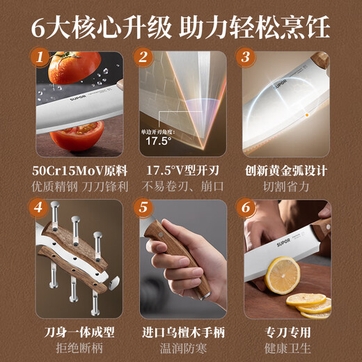 苏泊尔SUPOR砺系列切片刀切菜厨房厨师不锈钢5铬180mm KEA180AJ10