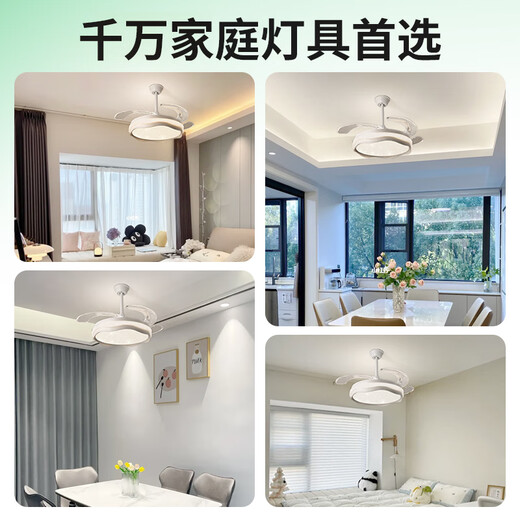 Grand View Garden (DGY) Lights Simple Nouveau Invisible Variable Fréquence Salon Plafond Éclair Les lumières de la salle à manger silencieuse Maîtrière de la chambre principale Ventilateur de plafond 687O Ventilateur de plafond Light 48 pouces - voix hors ligne - 48W - Spectre complet (Spectrum Full Spectrum Protection des yeux)