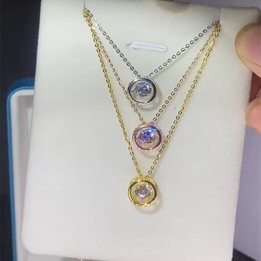 Shien 18k necklace moissanite rose gold classic gold fashion pendant clavicle chain women full super flash luxury neck necklace skirt necklace large size color remarks