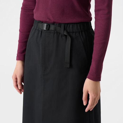 MUJI Women's Mercerized Twill Narrow Skirt Long Skirt Women's Autumn Skirt BEY02C4A Black S (155/62A)