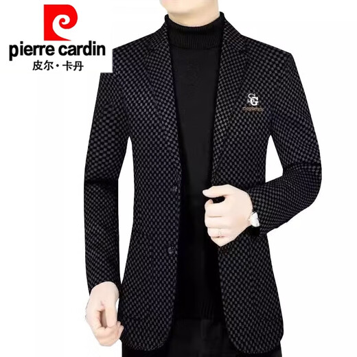 Pierre Cardin spring and autumn new style middle-aged men's casual suits dad suits single-piece houndstooth top XZ1770 red 180 135-150Jin Jin equals 0.5 kg