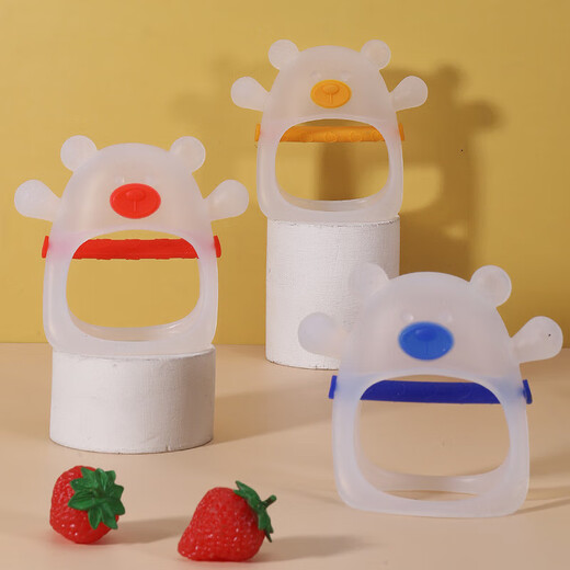 Bear Silicone Teether Baby Chewable Baby Boilable Teething Stick Baby Anti-Eating Hand Chew Teether Soothing Toy Little Bear Hand Guard Teether - Red Bag Bear Hand Guard Teether