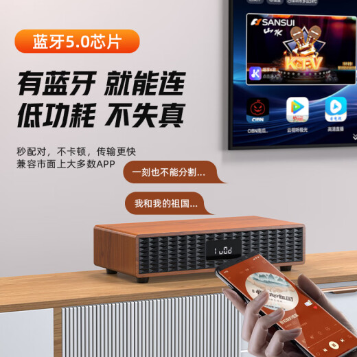 山水C50家庭ktv音响套装家用卡拉ok一体机连接电视桌面专业唱歌点歌专用大功率高音质蓝牙音箱低音炮
