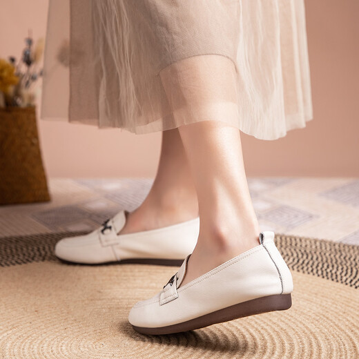 
Kanglibi genuine leather soft sole mother shoes single shoes middle-aged and old comfortable and not tired leather shoes middle-aged and old young and non-slip women's shoes spring and autumn style 672 single shoes off white purchase order early delivery 39