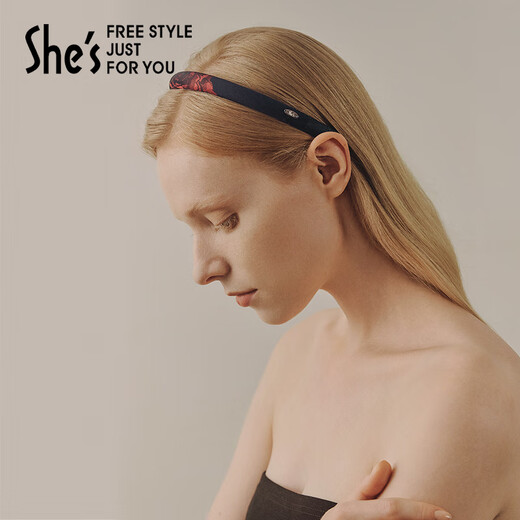 She s Akiko headband retro rose jacquard pressed hair headband design hairpin head jewelry birthday gift for girlfriend red A0