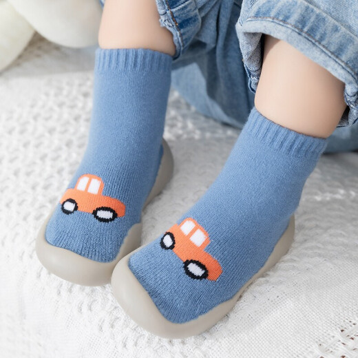 Jiuaijiu baby toddler shoes autumn and winter thickened baby non-slip soft bottom shoes socks floor socks shoes cotton shoes 20A135 car 0-1