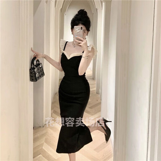 Tender dress for women party evening dress for women high-end small French little black skirt new fashionable pure desire sexy skirt black [high quality] M [recommended 95-105 Jin [Jin equals about 0.5 kg]]
