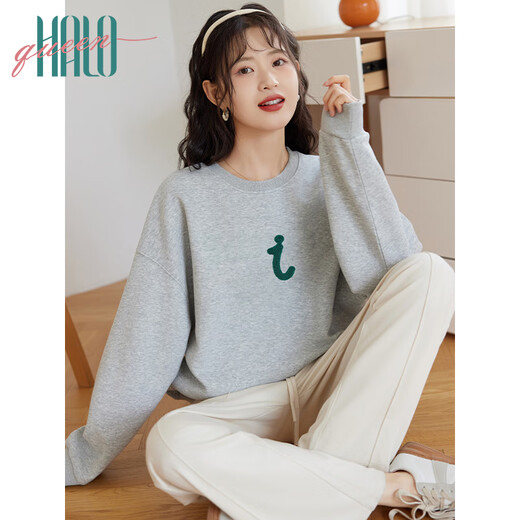Halo Queen卫衣女春秋i人设计感圆领纯色休闲百搭套头上衣潮流H143W1047