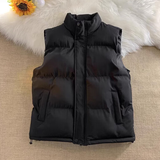 Miao Yijia Vest Men and Women Sleeveless Vest Feather Vest Autumn and Winter Warm Velvet Vest Outerwear Western Style 2025 New Jacket Pocket Belt Buckle Zipper Cotton Vest Black XL Recommended 100-120Jin Jin is equal to 0.5 kg
