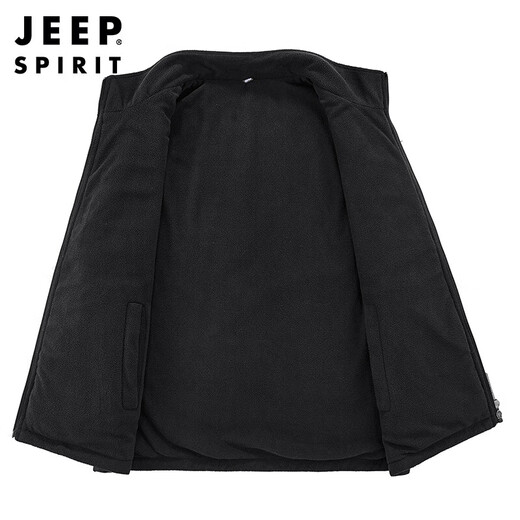 JEEP SPIRIT Jeep vest men's jacket men's spring and autumn velvet outdoor casual sleeveless vest top men's khaki 2XL