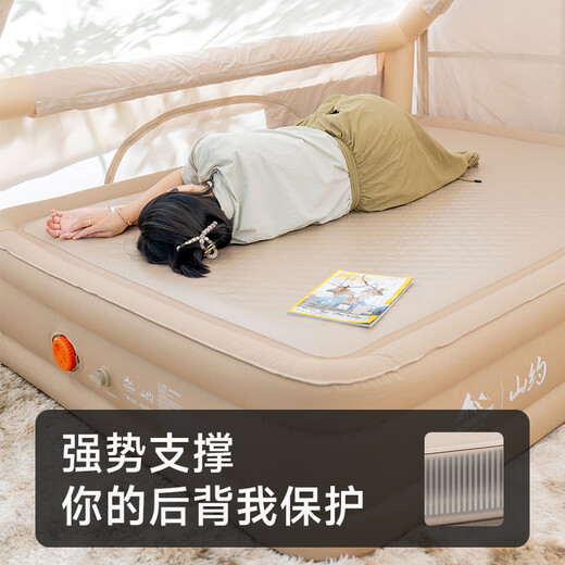 山约山约弹丝云床拉丝充气床垫户外露营家用打地铺充气床全自动气垫床 单人空气弹簧自动充气床+床罩
