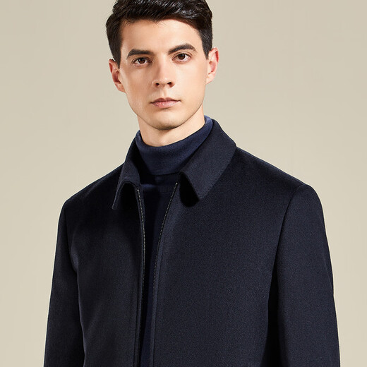 Antonio 100% Australian wool autumn and winter thick business pure wool jacket men's lapel commuting casual short woolen jacket navy blue 2XL 54 (185/100A)