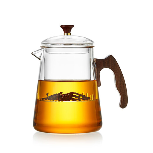 Mesni thickened glass teapot teapot heat-resistant glass teapot wooden handle teapot Kung Fu tea set