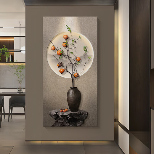 Long time no see Shishi Ruyi new Chinese style entrance decorative painting three-dimensional sandstone corridor aisle hanging painting vertical entrance door mural