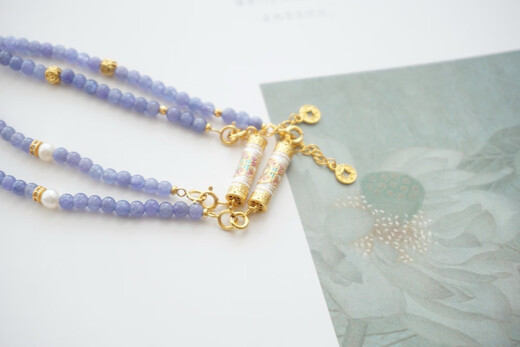 Lierui natural tanzanite multi-circle bracelet and necklace dual-use model with turquoise pearls 925 silver five-stripe butterfly