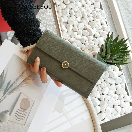 ANDSEEYOU brand long wallet women's new yellow cowhide fortune wallet fashion four-leaf clover soft cowhide clutch Chinese Valentine's Day yellow as shown in the picture