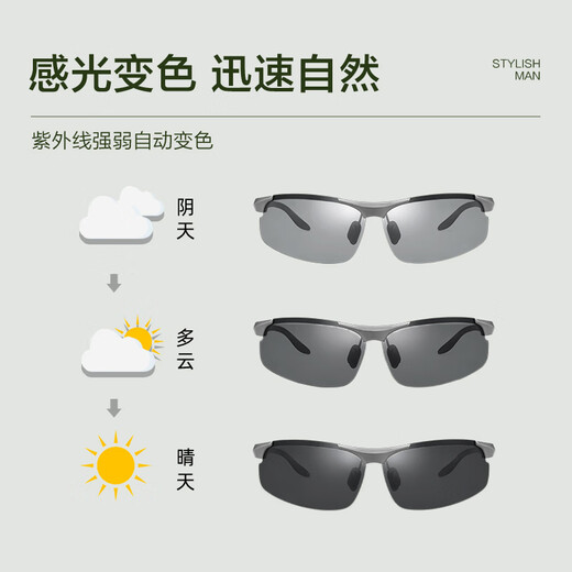 Pulais photochromic polarized sunglasses, sunglasses for men, special for riding, fishing and driving, 8003 photochromic mirrors