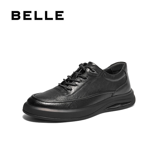 Belle Thick-soled Casual Leather Shoes Men's Autumn and Winter Comfortable Genuine Leather Business Shoes Sports Shoes Plus Velvet A1685DM4 Pre-sale Black - Single Liner 40 (250mm)