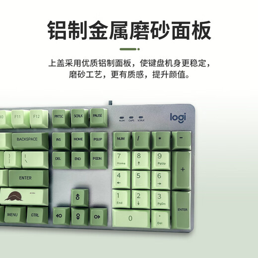 罗技（Logitech）【富士晴雪绿】K845机械键盘 游戏键盘 办公键盘全尺寸办公家用背光电竞吃鸡键盘 K845-红轴-富士晴雪绿+G102有线鼠标白