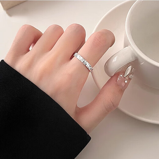 MZMZpt950 platinum ring pair ring crushed ice platinum couple ring seeking engagement birthday gift for girlfriend and wife light luxury model-single ring (male/female)