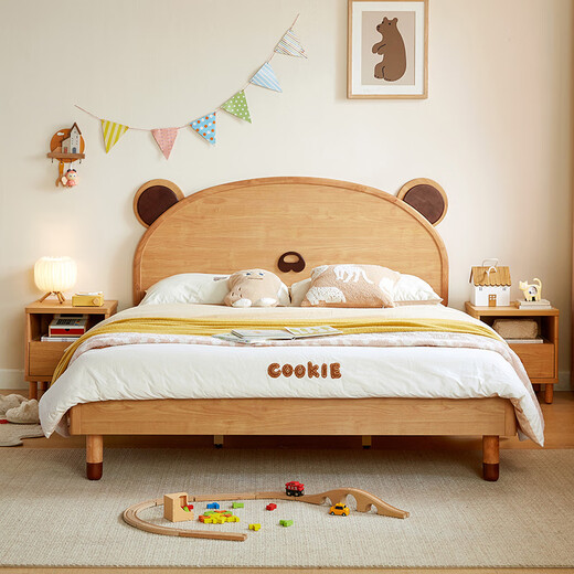 Lin's home bedroom cartoon bear bed 1.5m single children's bed girl boy LH bed plus mattress 1.5M