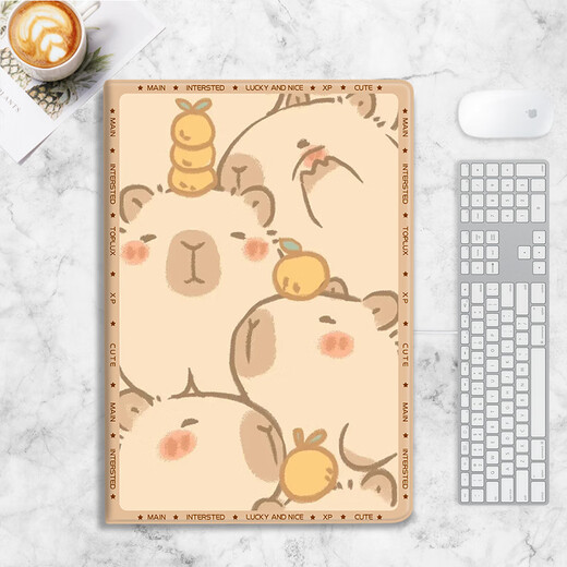忽风可爱卡皮巴拉适用苹果ipad2020保护壳2021 10.2寸笔槽mini6平板保护套三折air4第八代Air2/3 9.7英 N14380阿尼亚三折式笔槽款送钢 iPad Air4/Air5(1