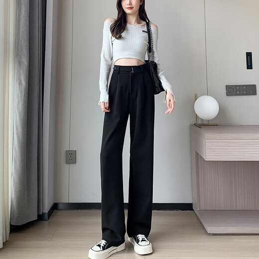 
Fashimu 2024 Autumn and Winter velvet thickened woolen wide-leg pants for 2024 small straight floor high-waisted casual pants for women 6636 gray velvet small one S Suggestion 91-102Jin [Jin equals 0.5 kg]
