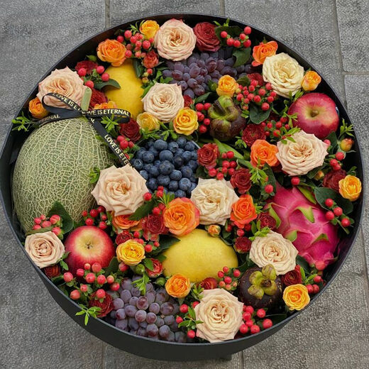 Airi New Year Flowers and Fruit Gift Boxes and Fruit Baskets. Flower Delivery in the City for Elders, Wife and Girlfriend Birthday Gifts. Flower Shop. My Princess. Cantaloupe, Blueberry, Grape, Mangosteen, Fruit Flower Gift Box.