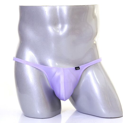 G-STATION TM series sexy men's thong high elastic, soft and comfortable polyester thin breathable ultra-low waist tight underwear sky blue 1 pair L (day size is too small)