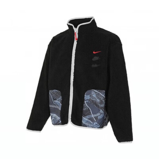 Nike (Nike) jacket men's top Spring and autumn new warm imitation lamb velvet stand collar fashion sportswear casual jacket FZ6194-010/Black/Year of Dragon Limited L (175) / Suggested 130-150Jin [Jin equals 0.5 kg]
