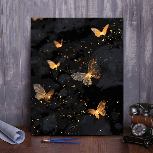 Clcey Butterfly Цифровая масляная живопись DIY Ручная роспись в китайском стиле Красивая бабочка декоративная живопись подарка на день рождения F091-S756-полная экрана Rose 60*75 Внутренняя рама с твердым деревом + пигментная щетка